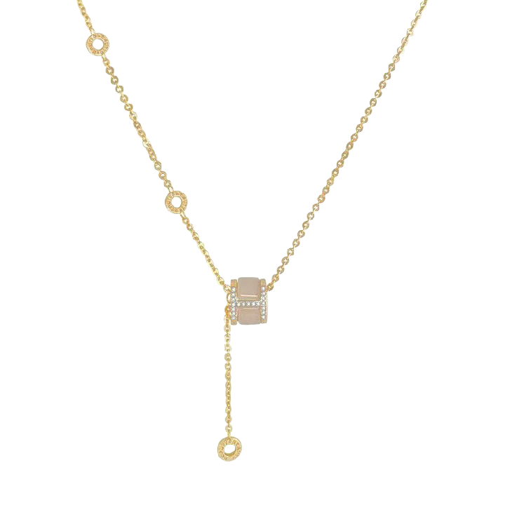 Glossy Barrel Pendant Drop Necklace