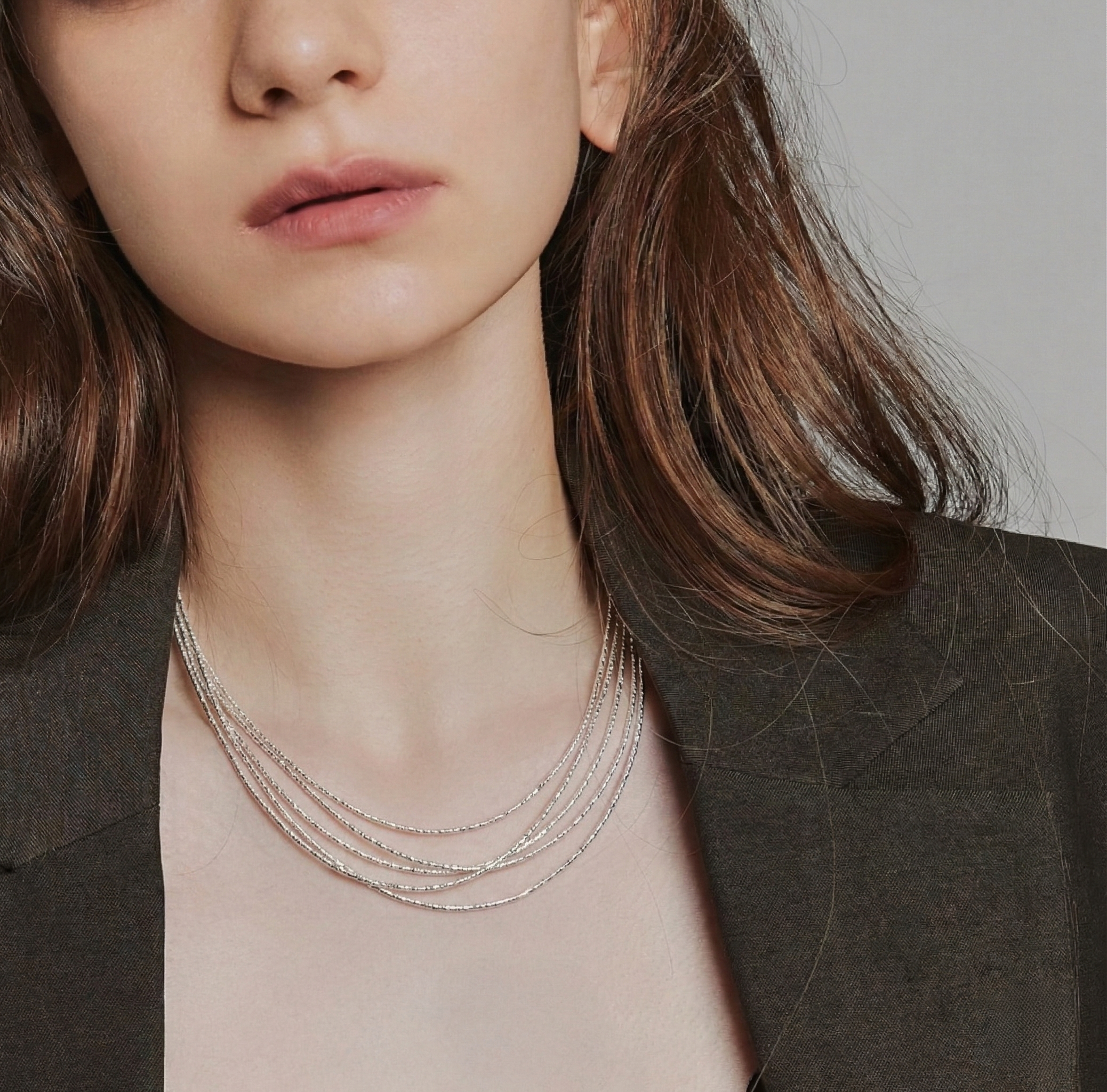 Layered Silver Chain Necklace