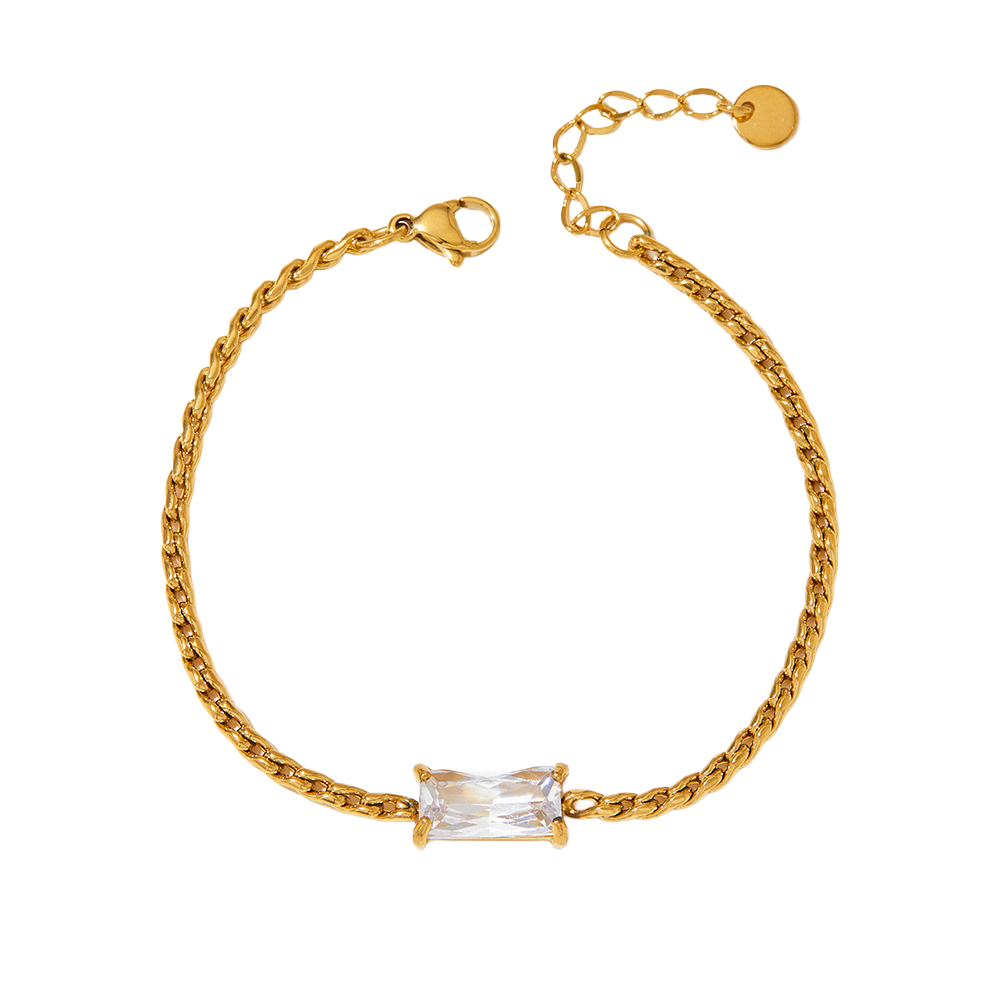 Rectangle Stone Chain Bracelet