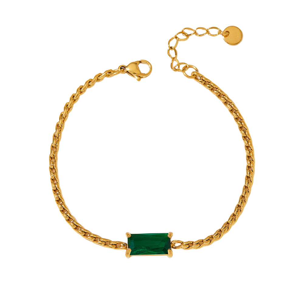 Rectangle Stone Chain Bracelet