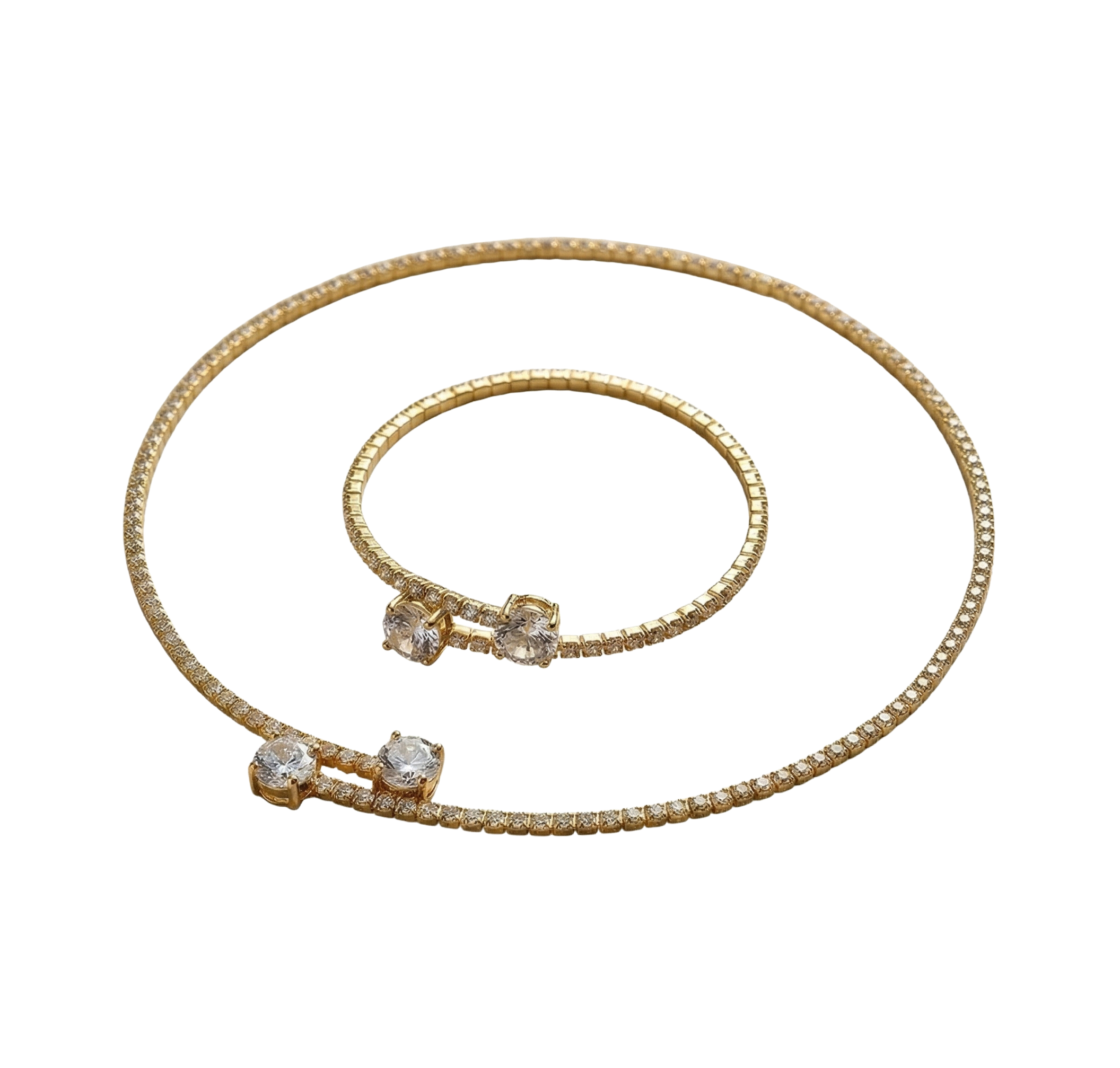 Cubic Pave Curb Set - Bracelet & Necklace