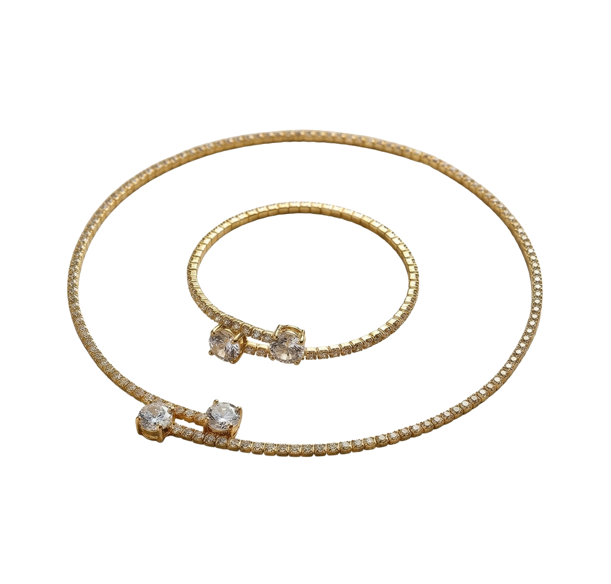 Cubic Pave Curb Set - Bracelet & Necklace