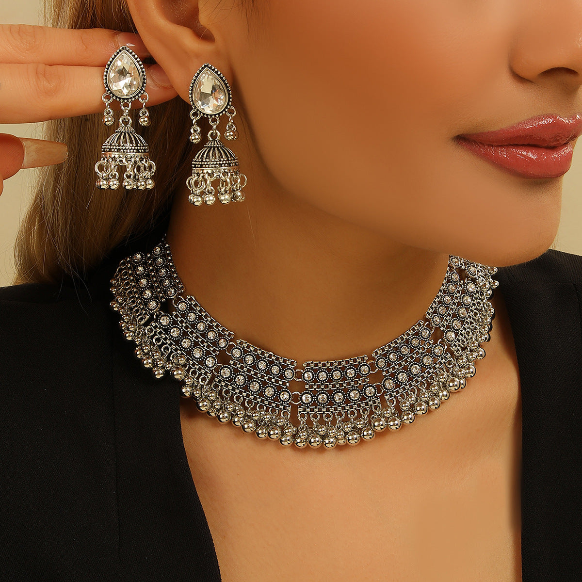 Royal Jhumka Silver Set