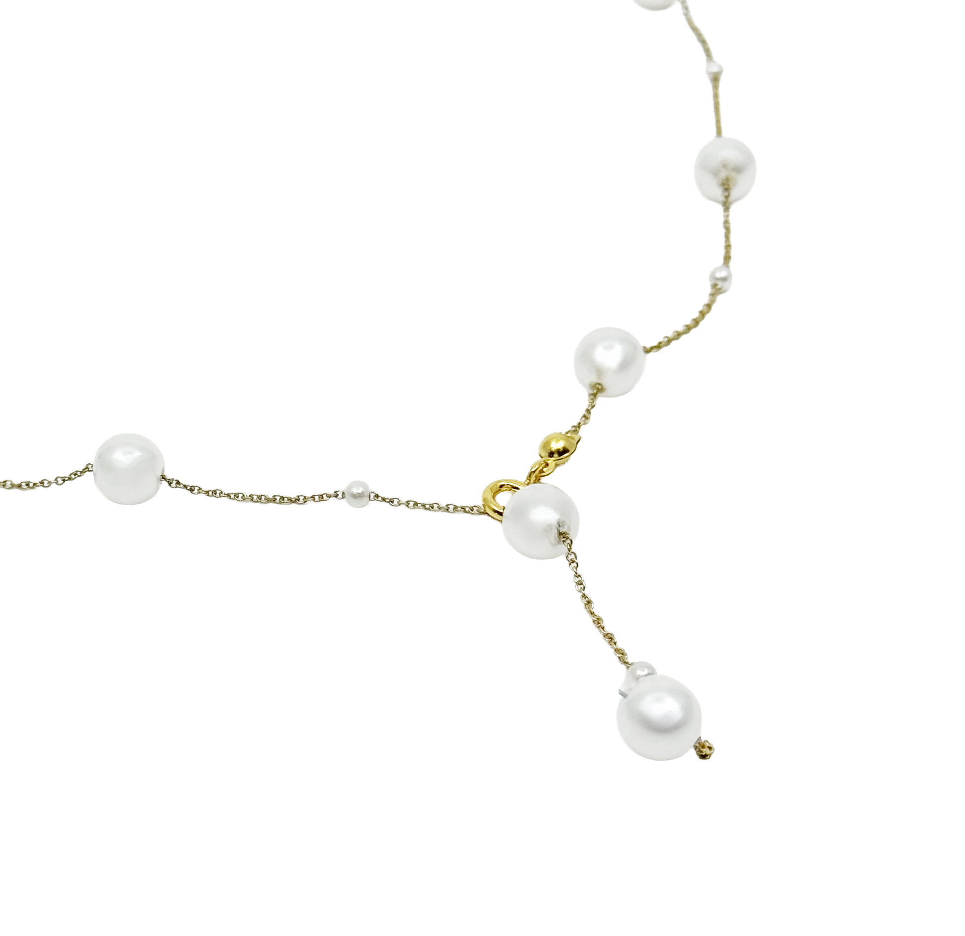 Gold Pearl Y-Drop Necklace