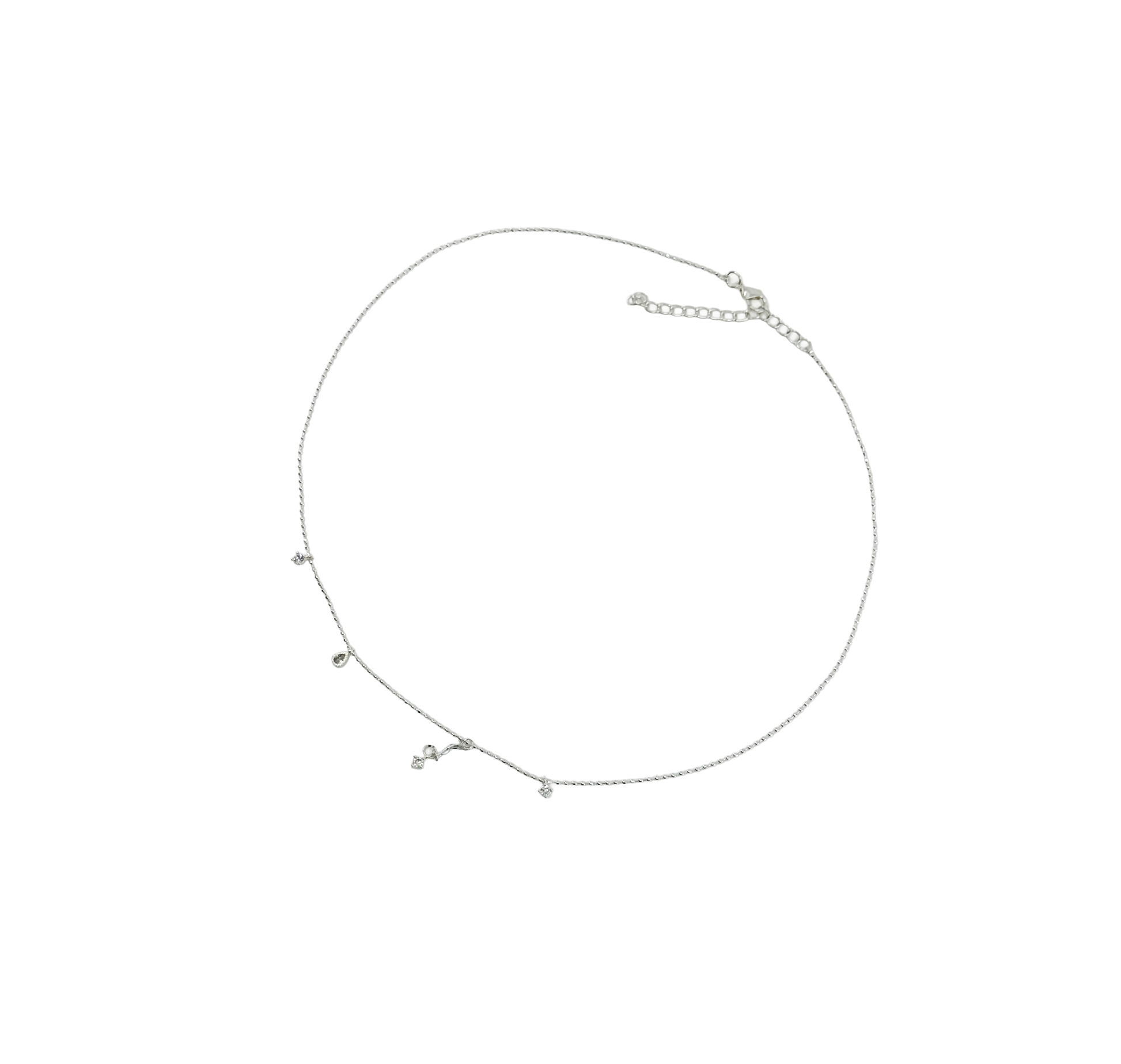 Star & Drop Charm Silver Necklace