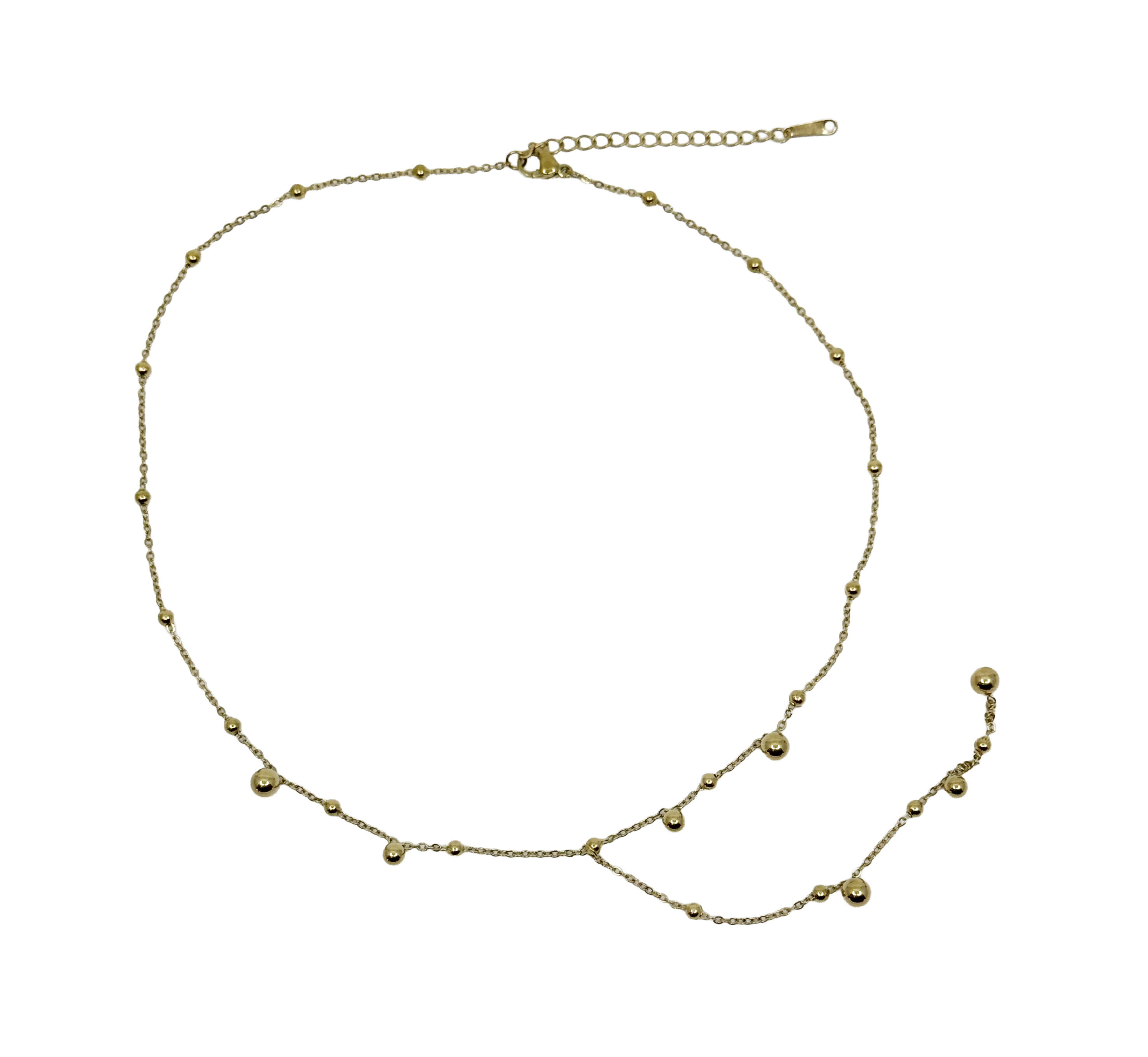 Gold Ball Drop Chain Necklace