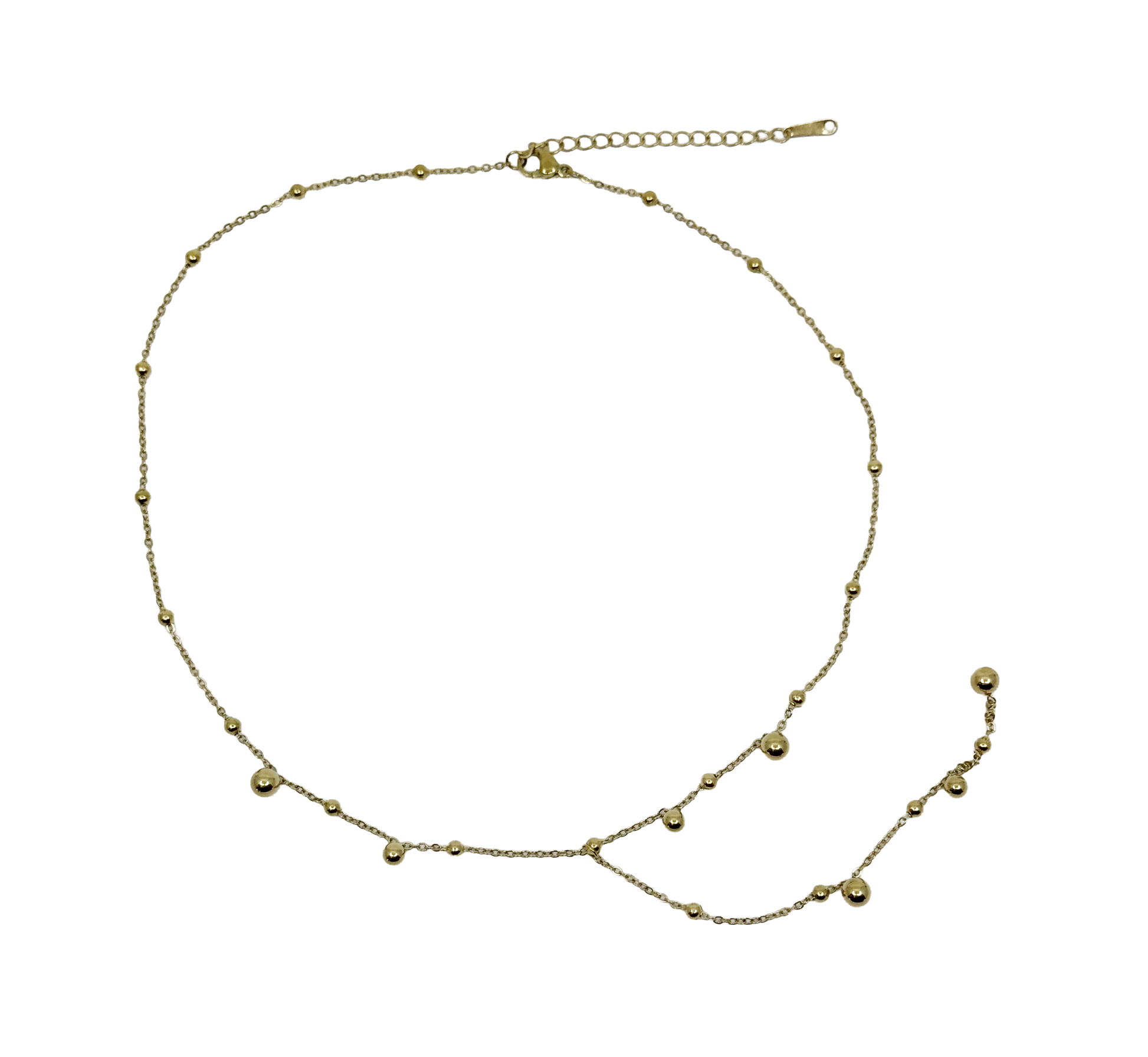 Gold Ball Drop Chain Necklace