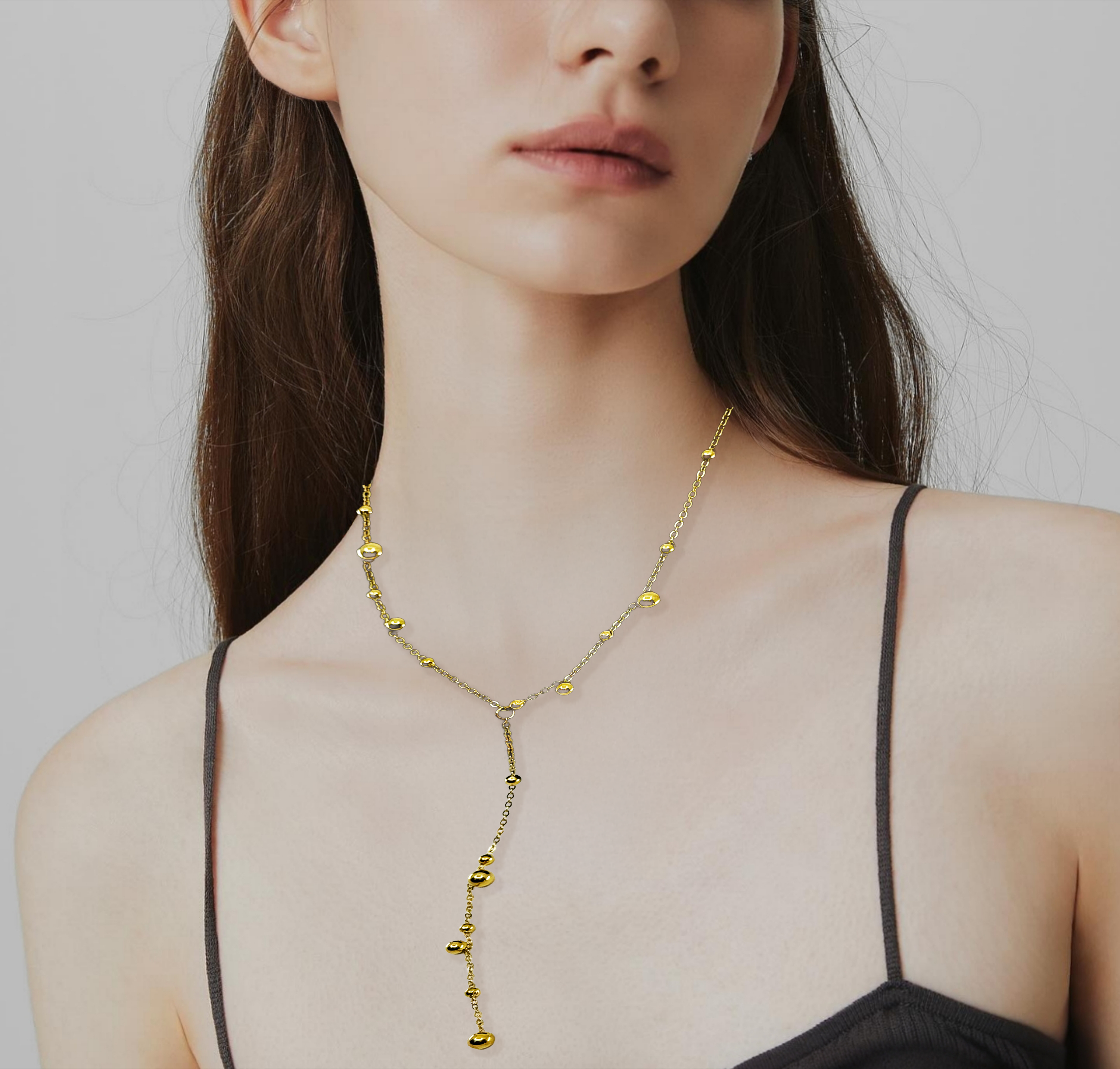 Gold Ball Drop Chain Necklace