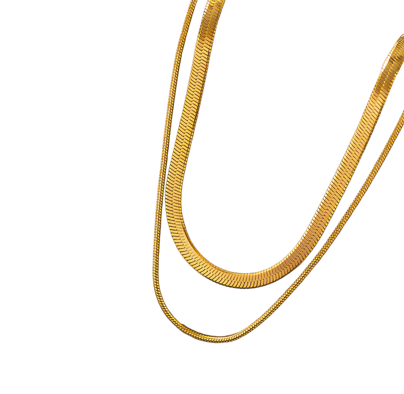 Double Gold Flat Chain Necklace
