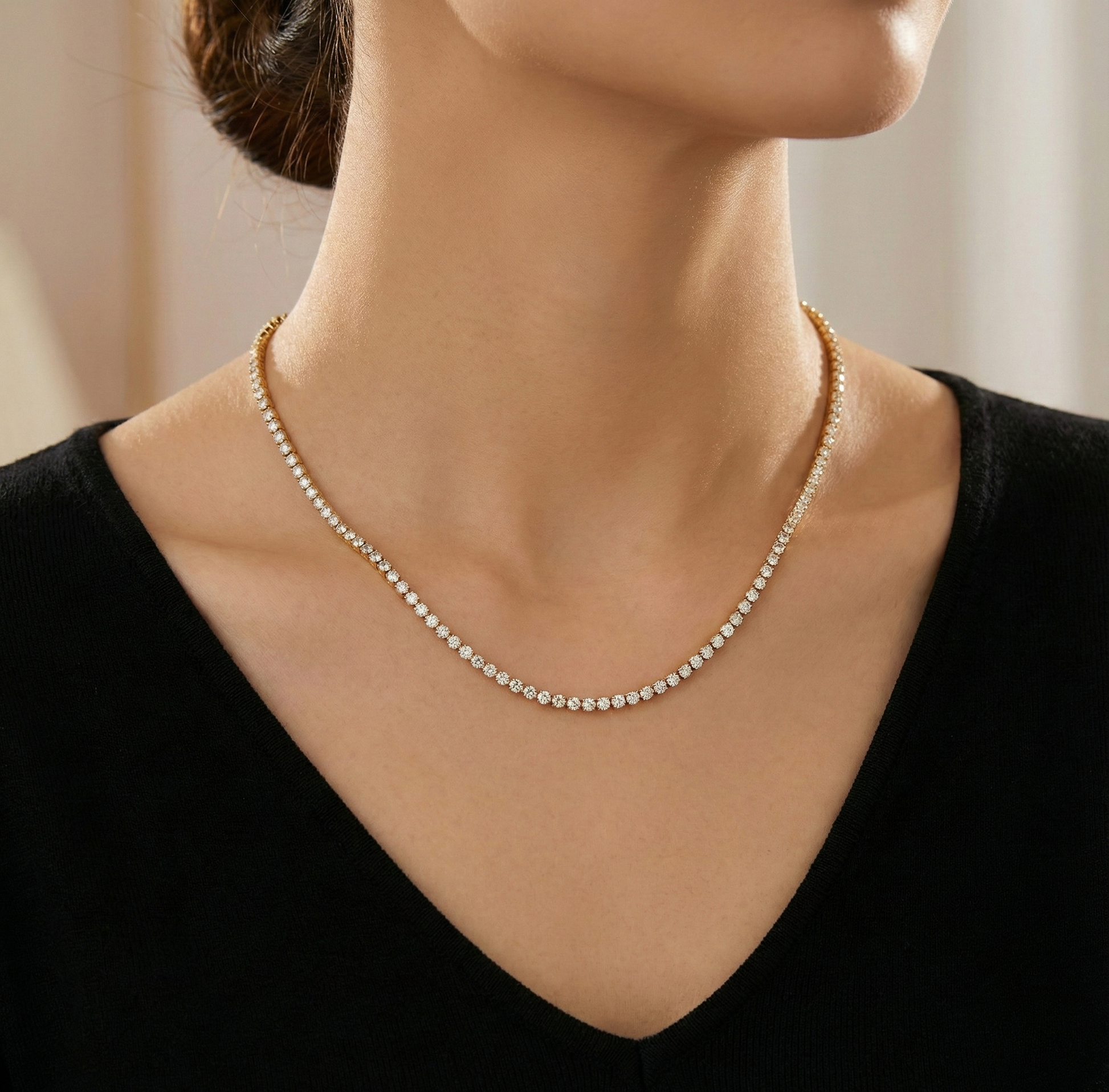 Gold Tennis Crystal Necklace
