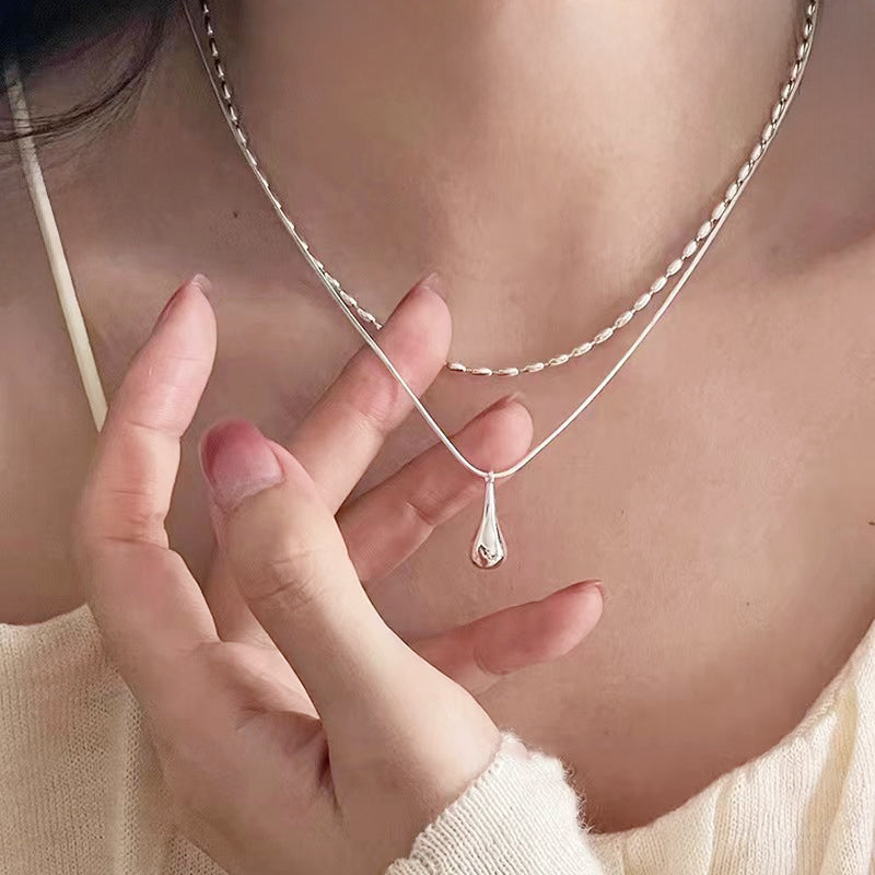 Minimal Teardrop Layered Necklace