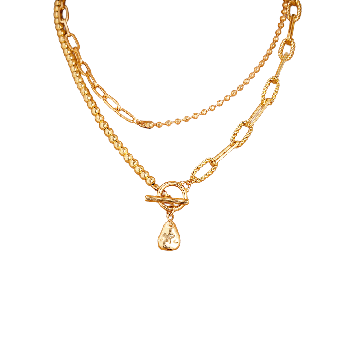 Mixed Chain & Abstract Drop Necklace