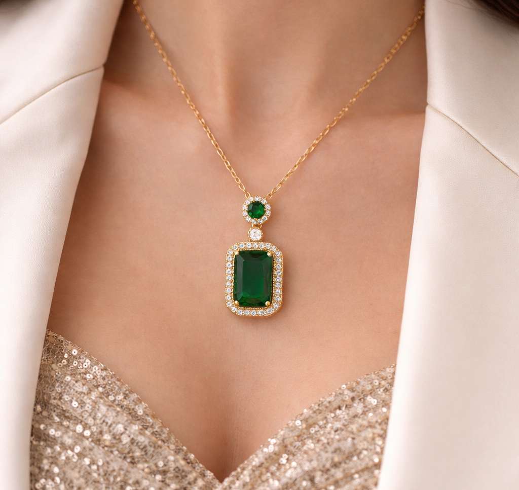 Ruby Red Gem Pendant Necklace