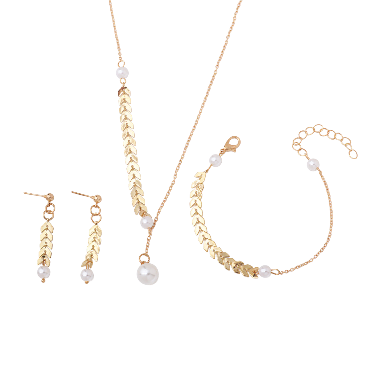 Golden Leaf Pearl Set