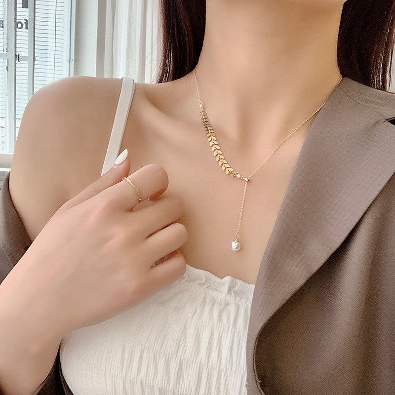 Golden Leaf Pearl Set
