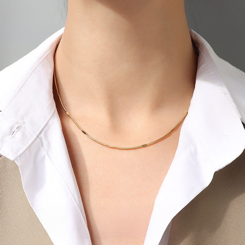 Embossed Snake Gold Chain Necklace