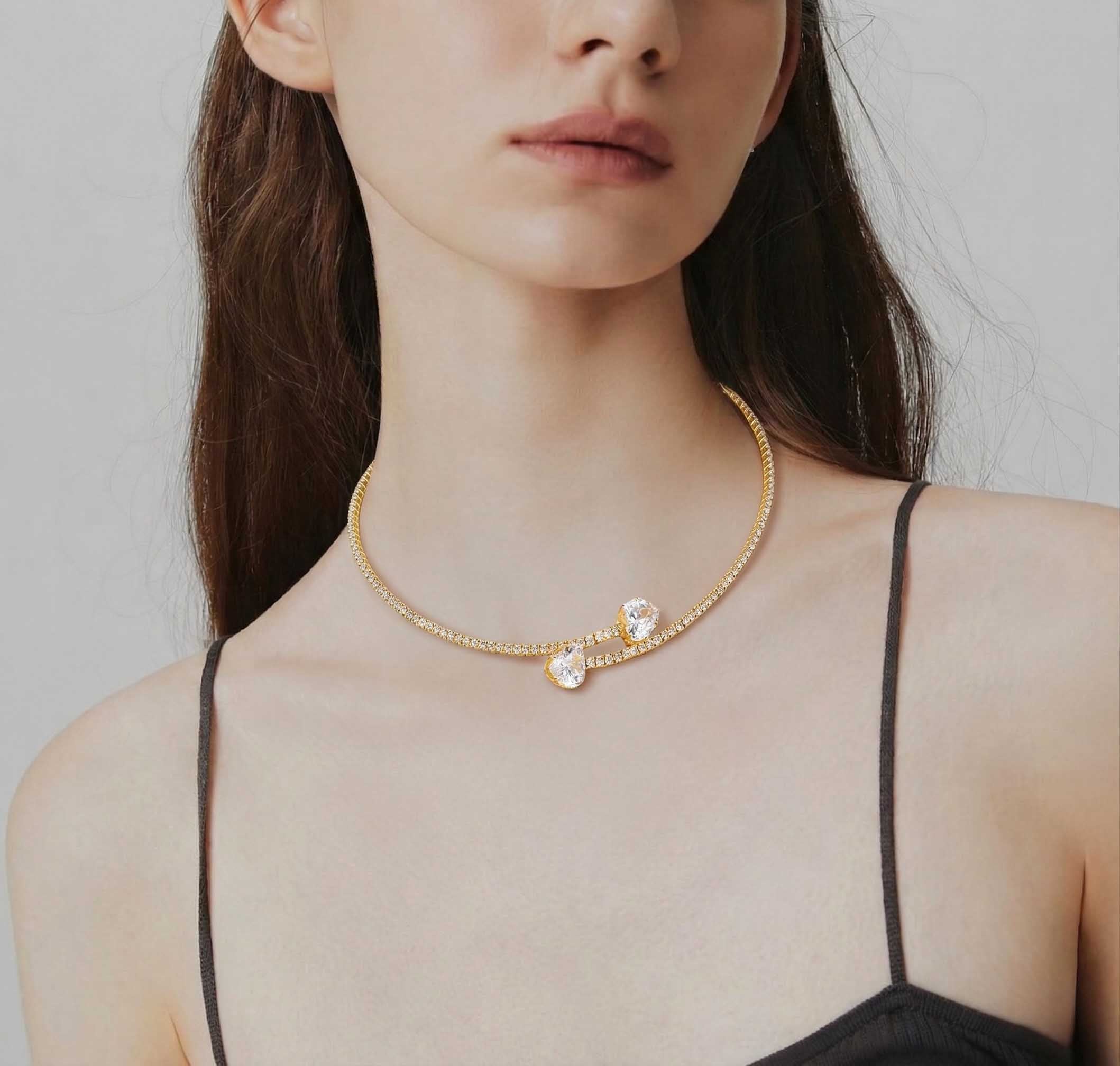 Cubic Pave Curb necklace – Gold