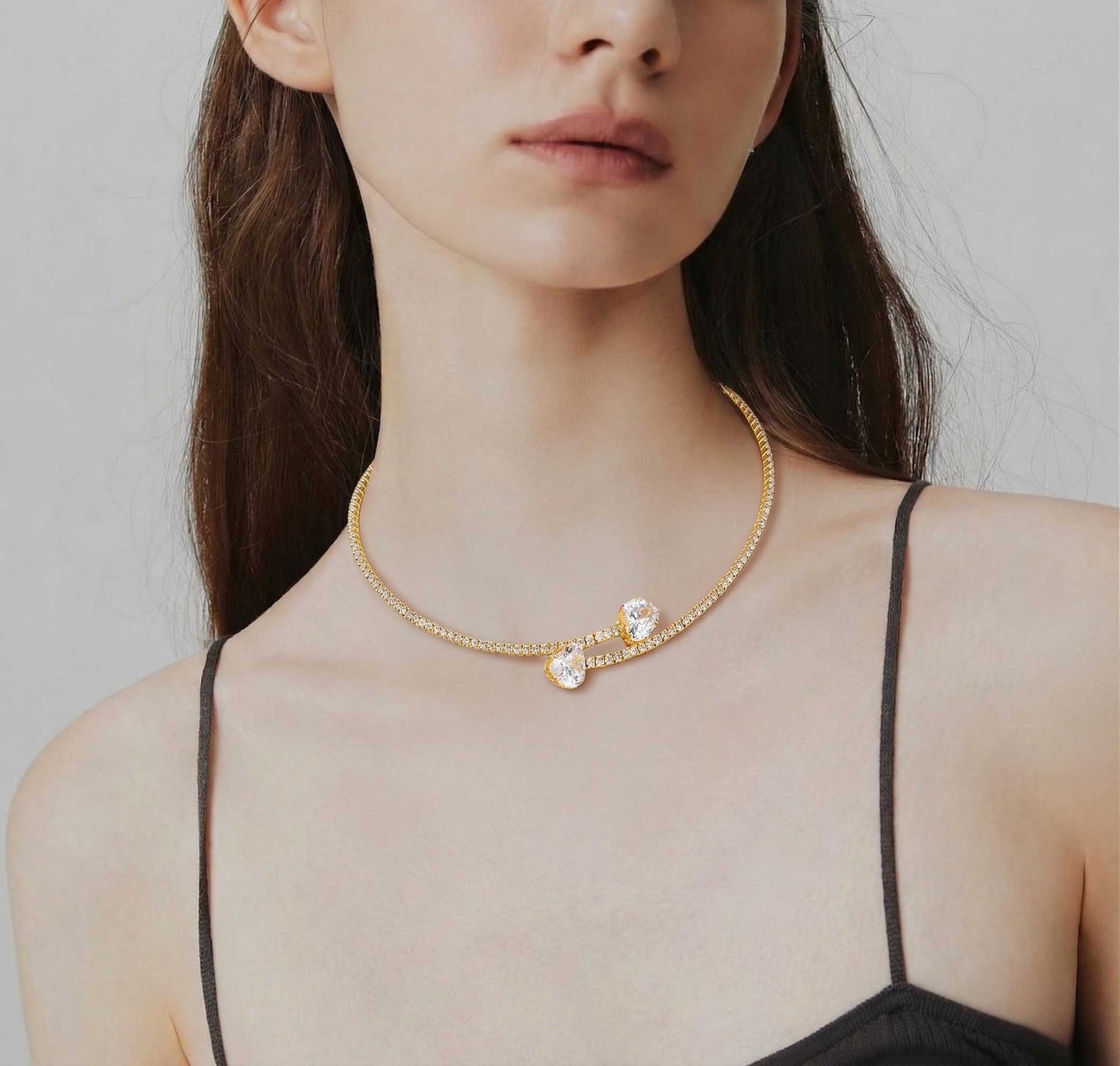 Cubic Pave Curb necklace – Gold