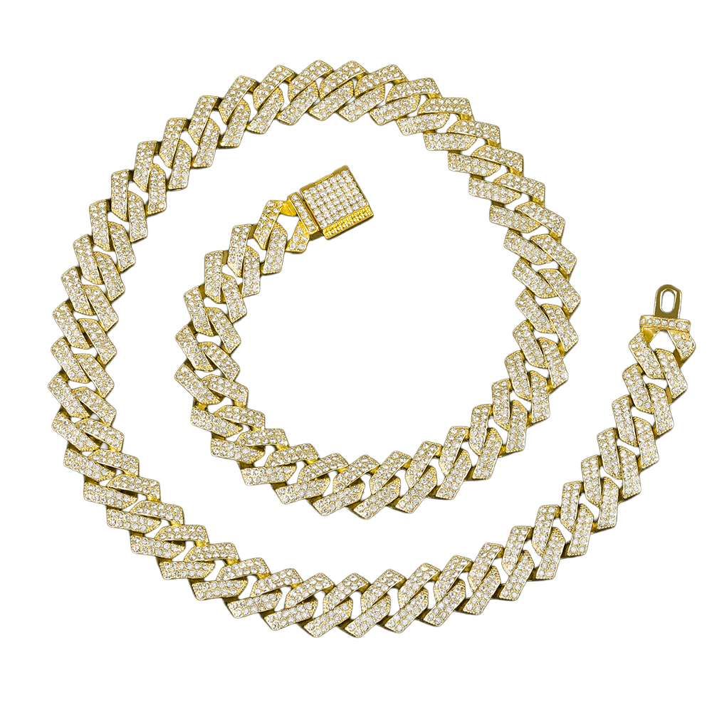 Full Paved Cubic Curb Chain Necklace – 50cm