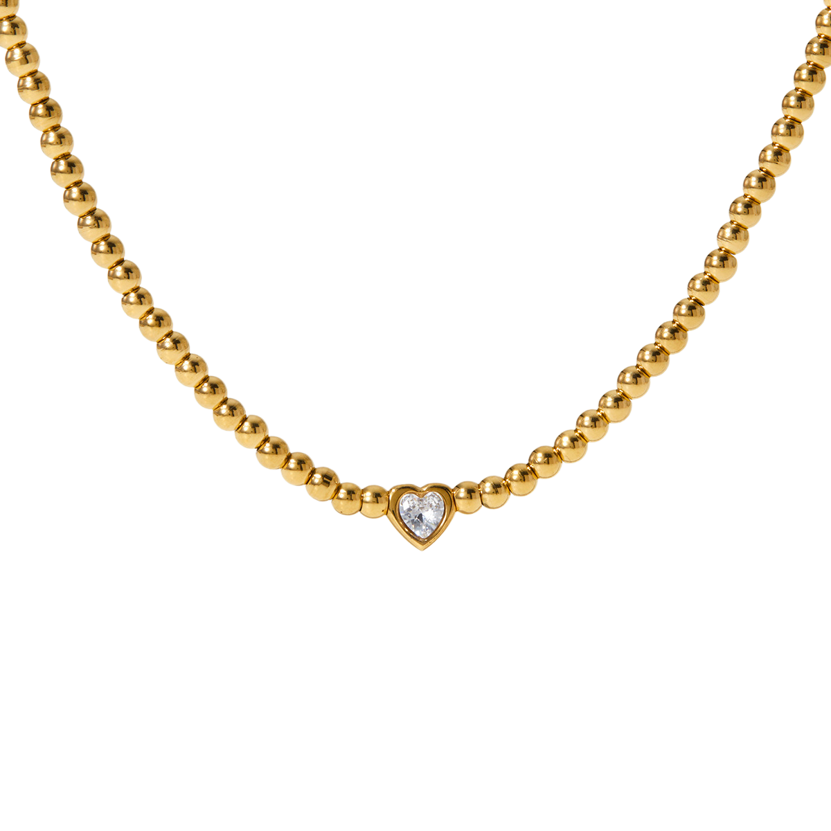 Heart Center Ball Chain Necklace