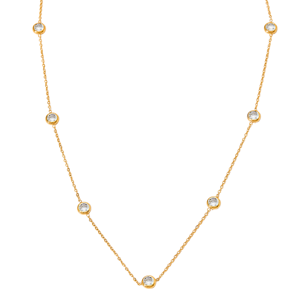 Zirconia Dot Chain Necklace