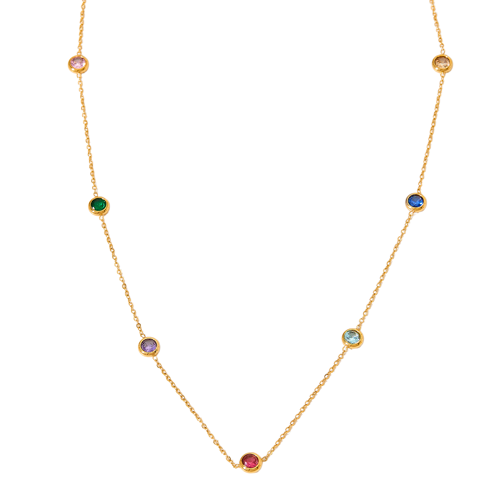 Zirconia Dot Chain Necklace