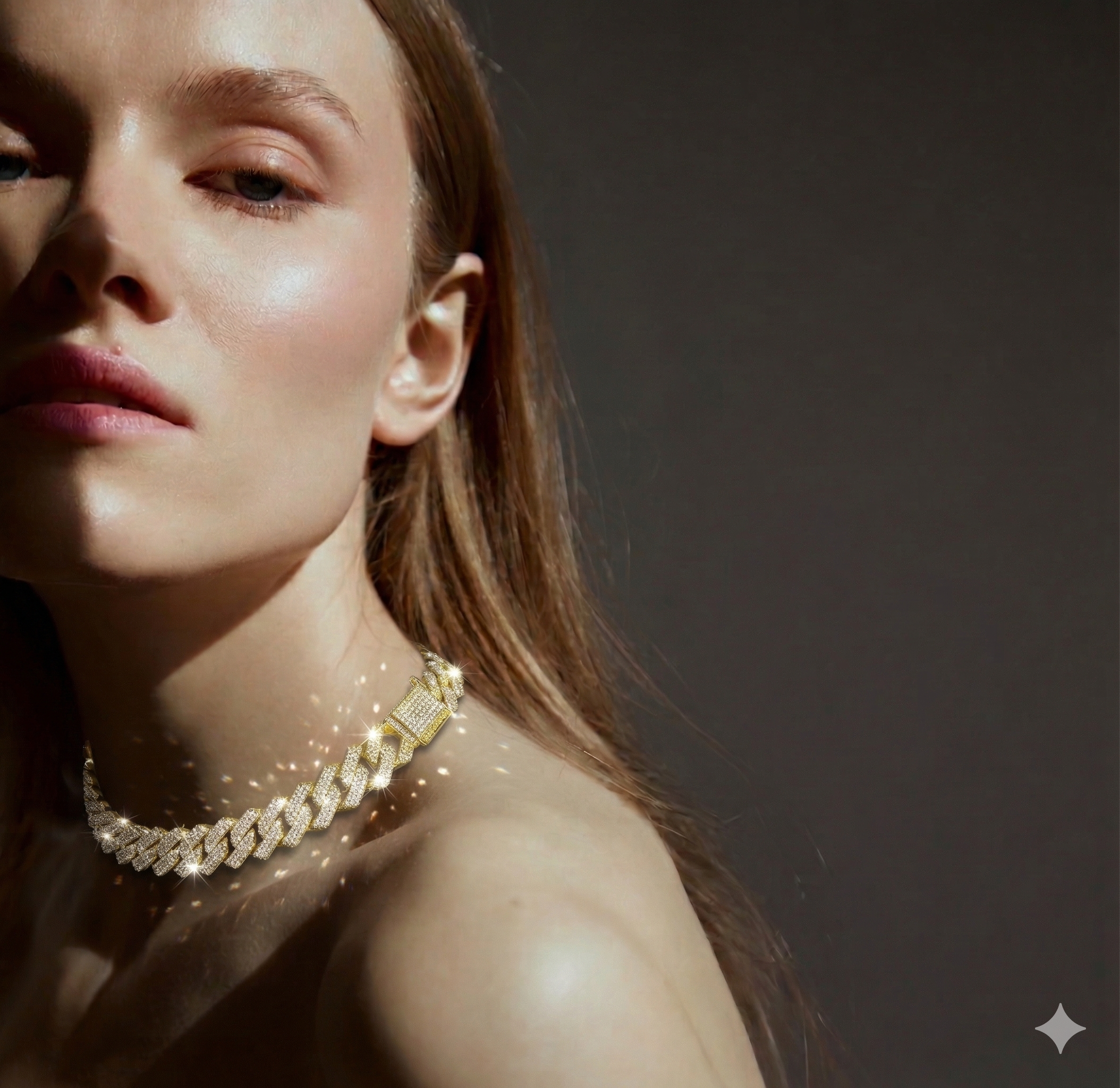 Full Paved Cubic Curb Chain Necklace – 50cm