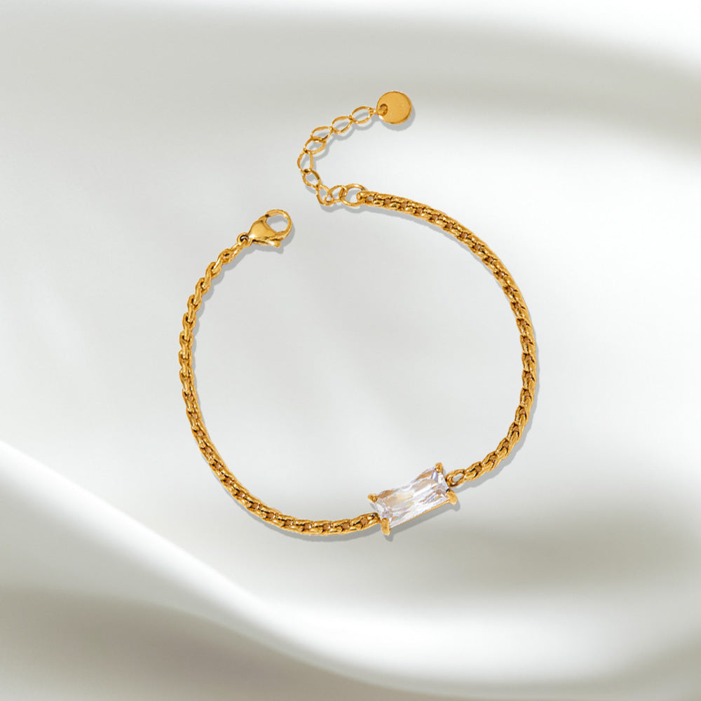 Rectangle Stone Chain Bracelet