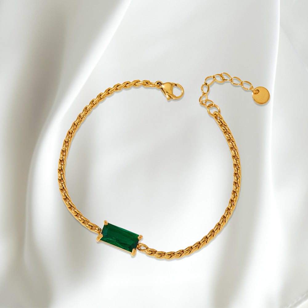 Rectangle Stone Chain Bracelet