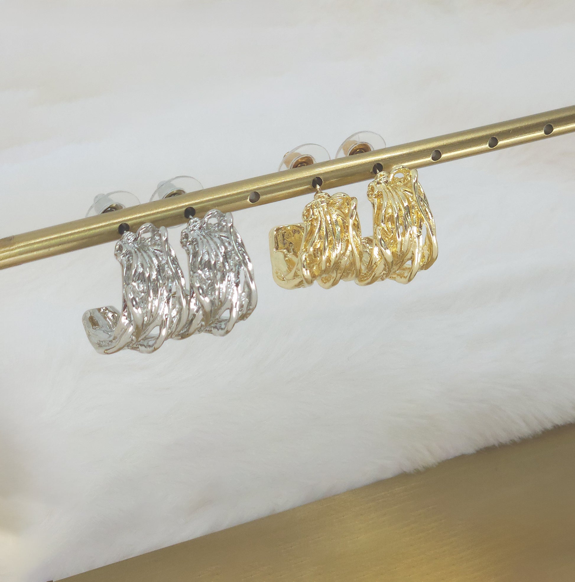 Sculptural Wave Stud Earrings