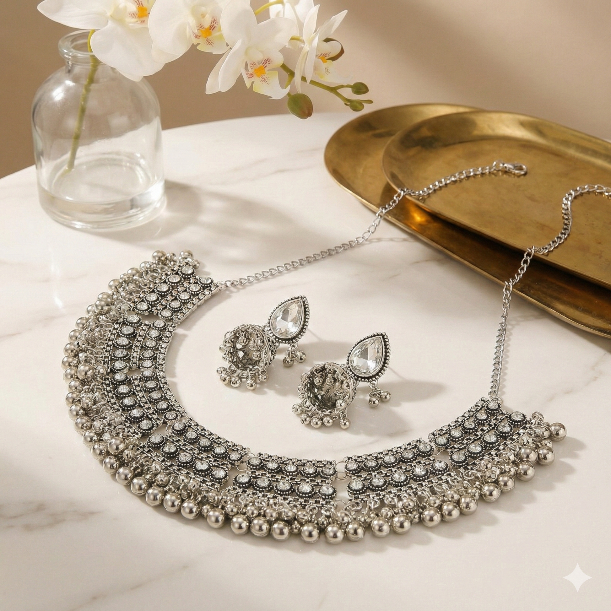 Royal Jhumka Silver Set