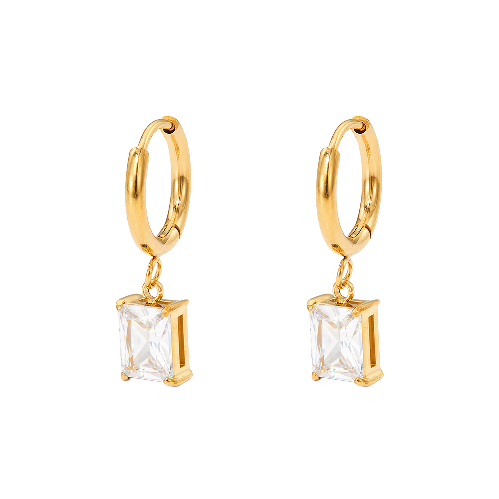 Gemstone Charm Hoop Earrings