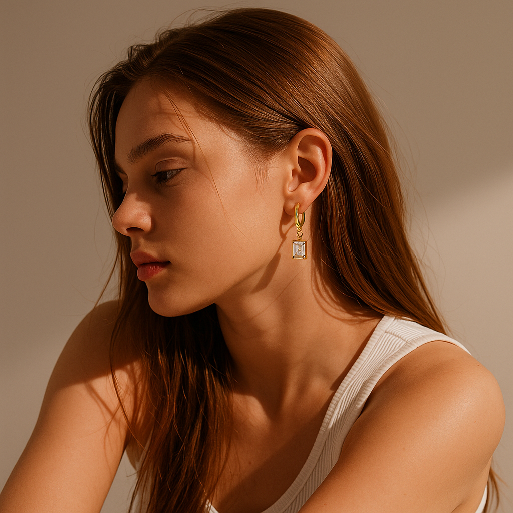 Gemstone Charm Hoop Earrings