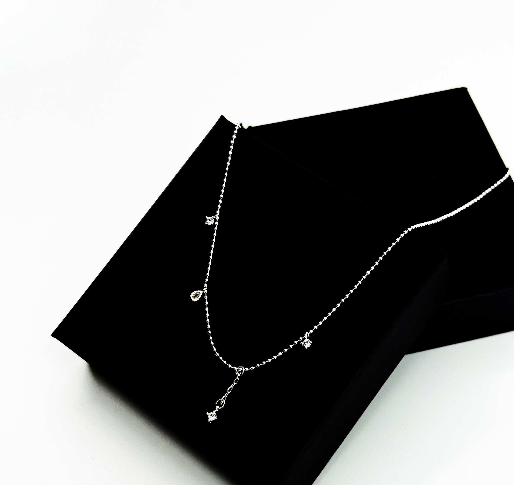 Star & Drop Charm Silver Necklace