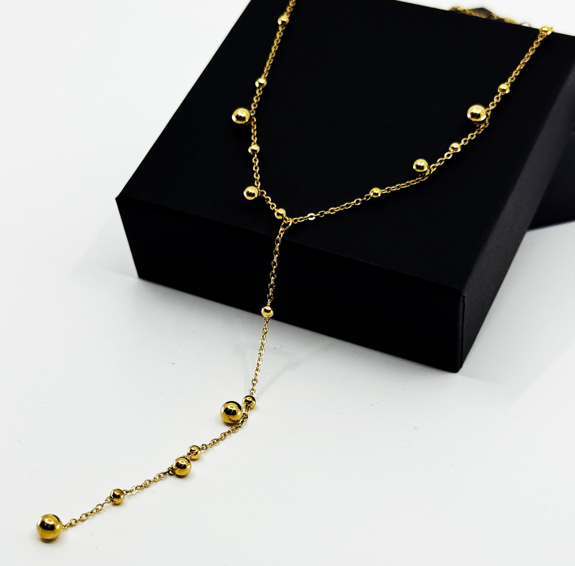 Gold Ball Drop Chain Necklace