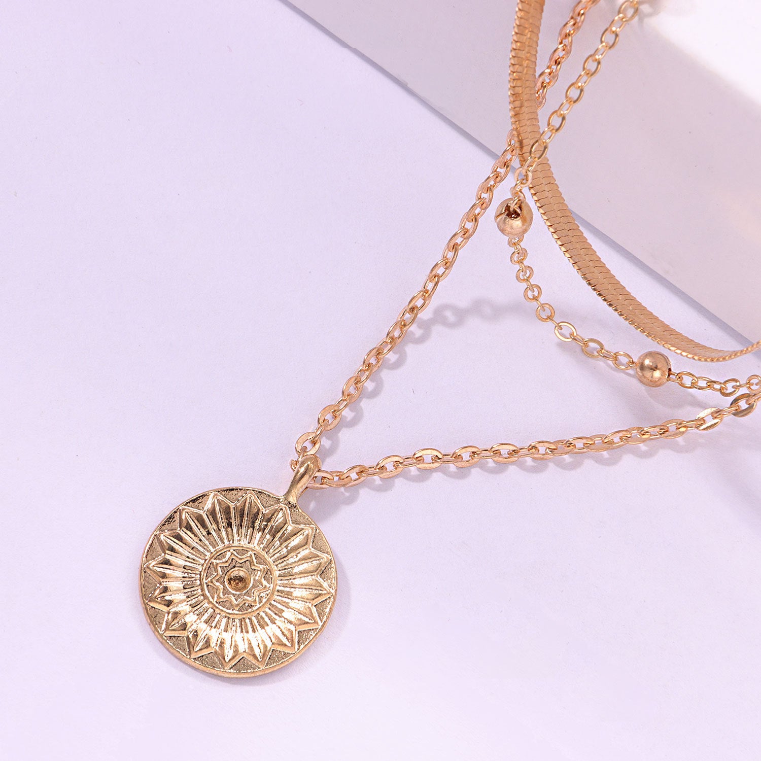 Triple Layered Sunflower Necklace