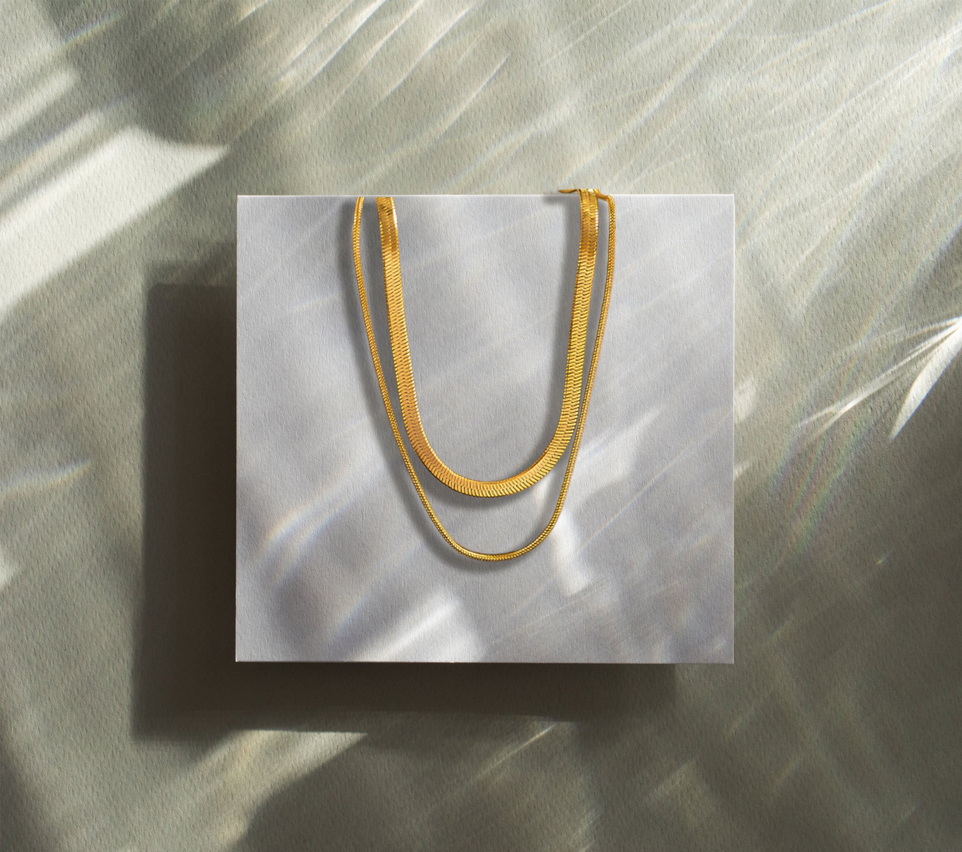 Double Gold Flat Chain Necklace