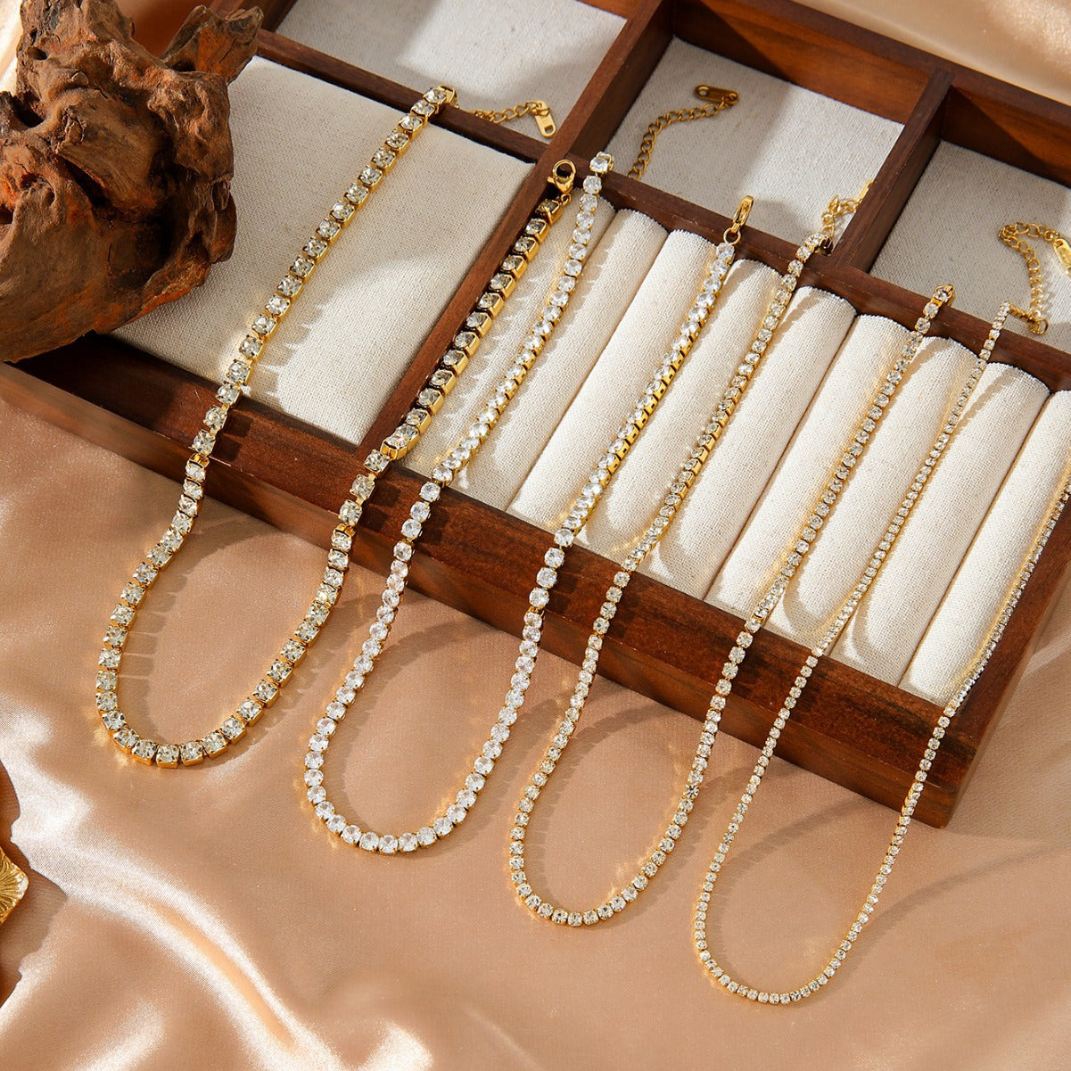 Gold Tennis Crystal Necklace