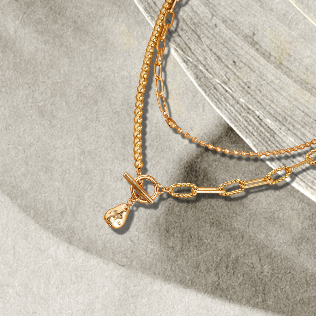 Mixed Chain & Abstract Drop Necklace