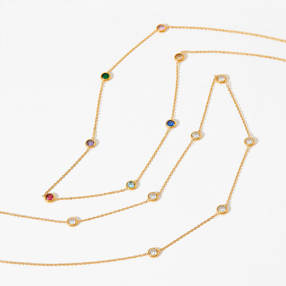 Zirconia Dot Chain Necklace