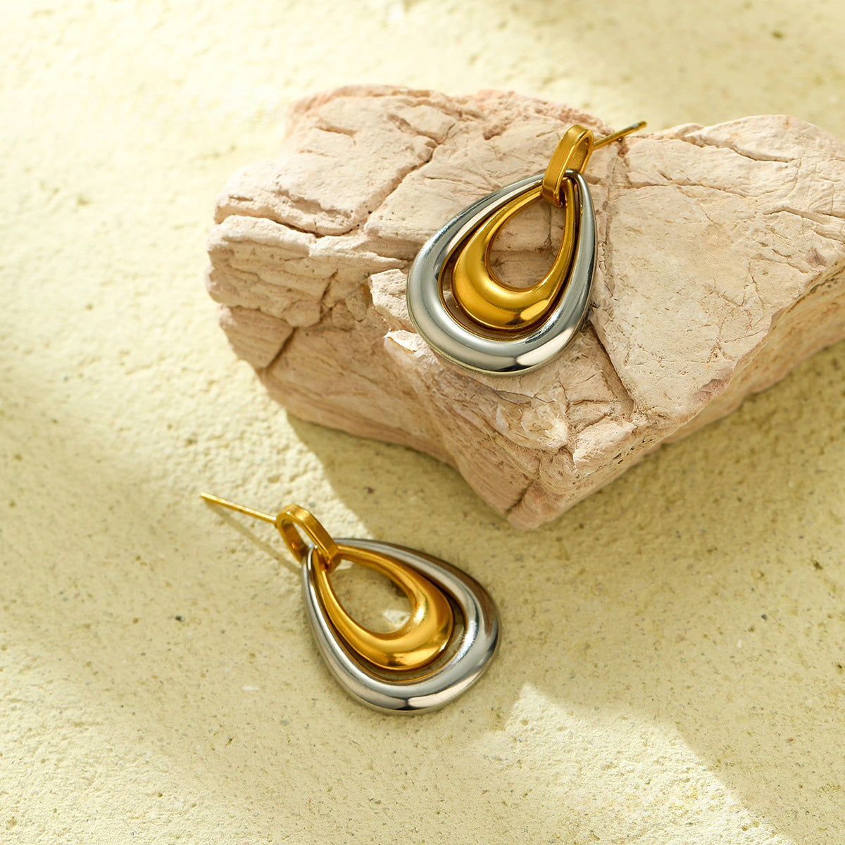 Dual-Tone Teardrop Earrings