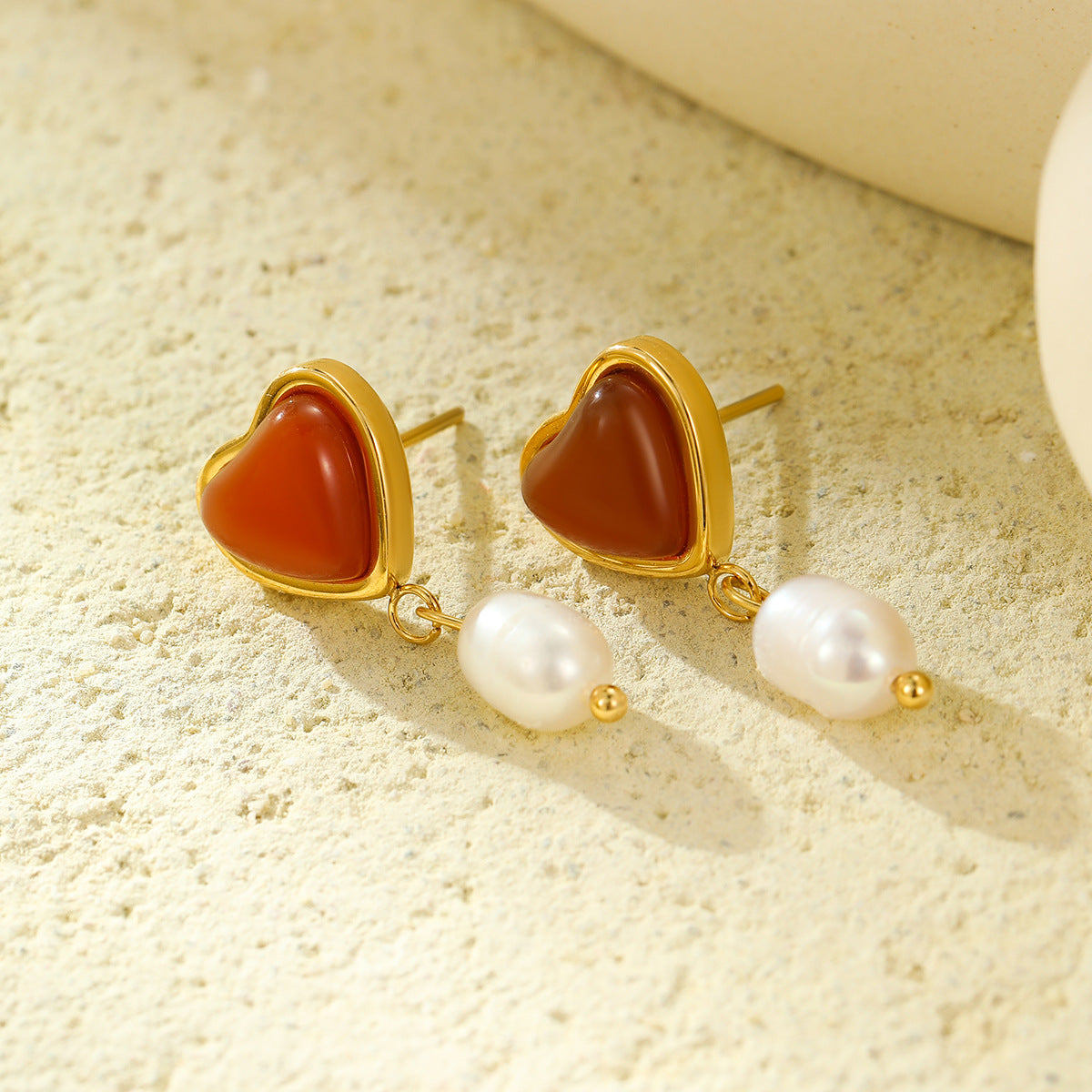 Heart & Pearl Drop Earrings