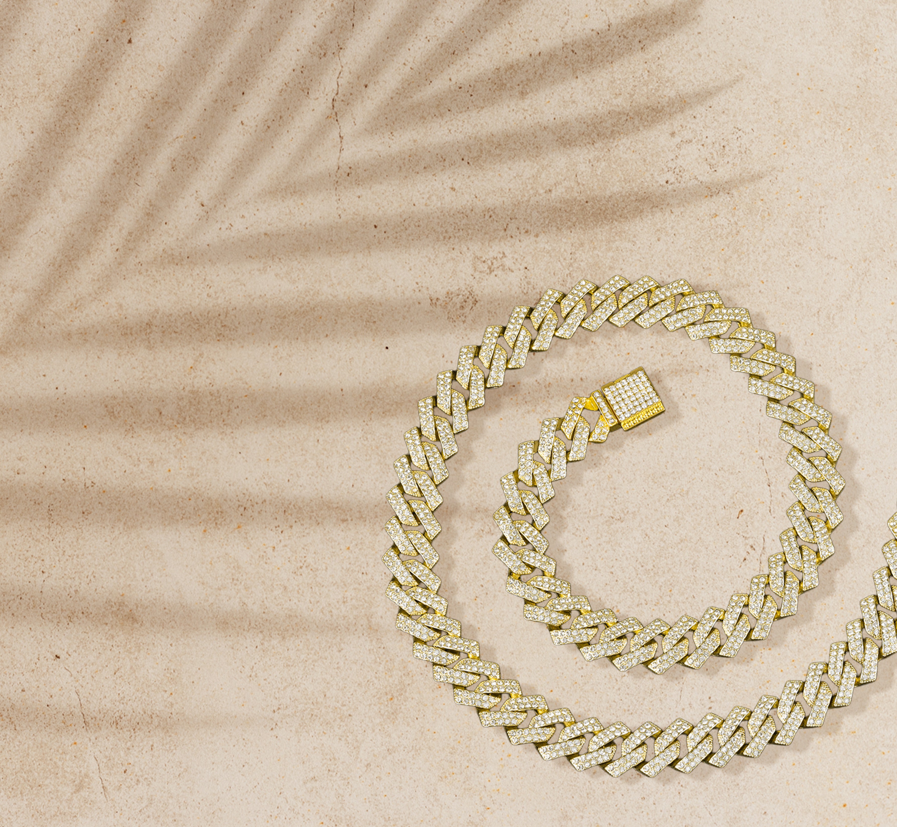 Full Paved Cubic Curb Chain Necklace – 50cm