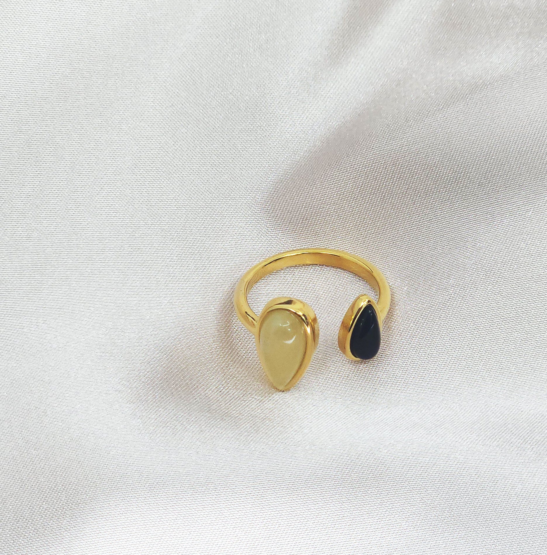 Dual Drop Stone Open Ring