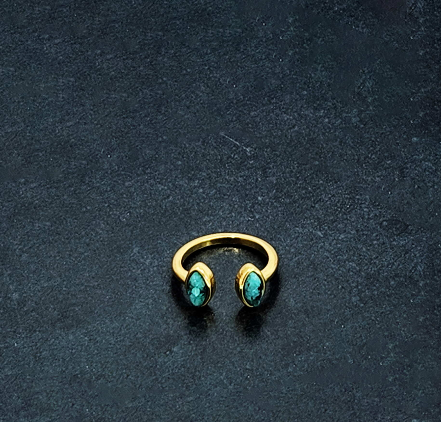 Green Oval Double Stone Ring