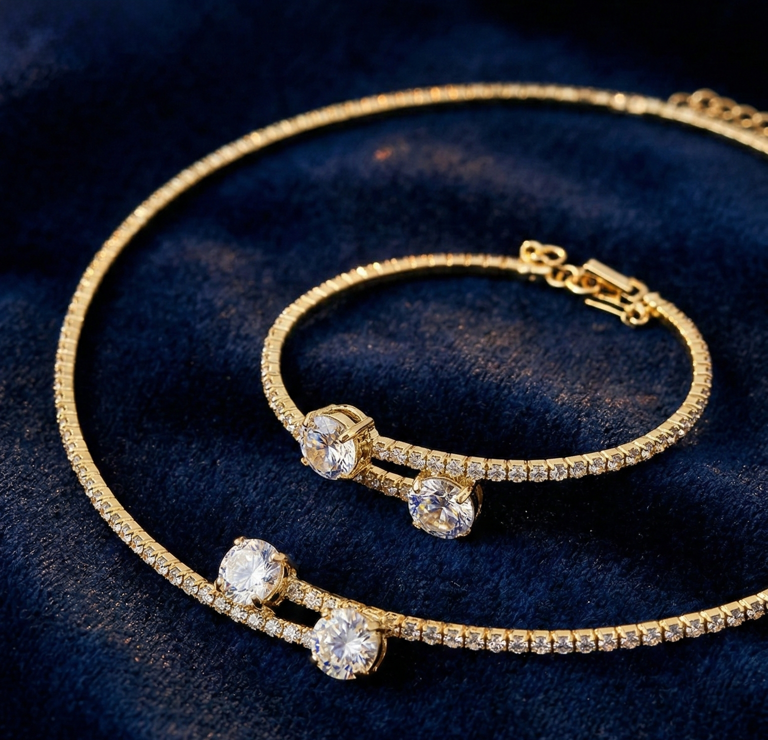 Cubic Pave Curb Set - Bracelet & Necklace