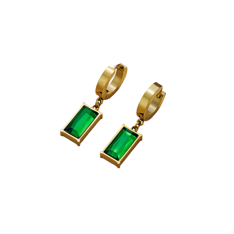 Emerald Charm Hoop Earrings