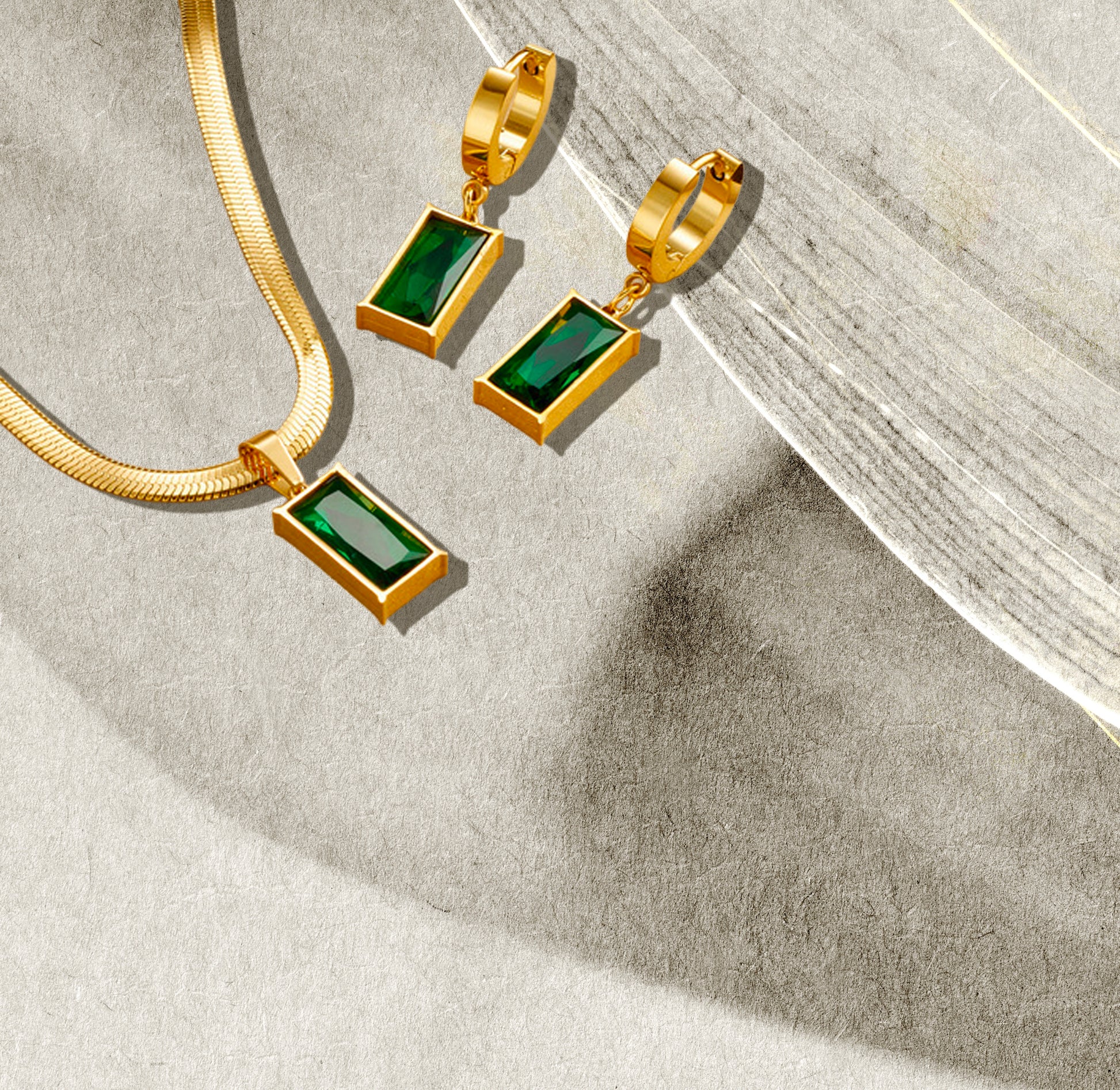 Emerald Charm Hoop Earrings