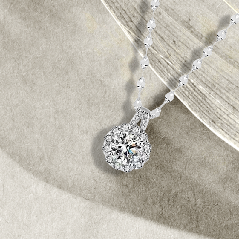 Radiant Halo Pendant Necklace