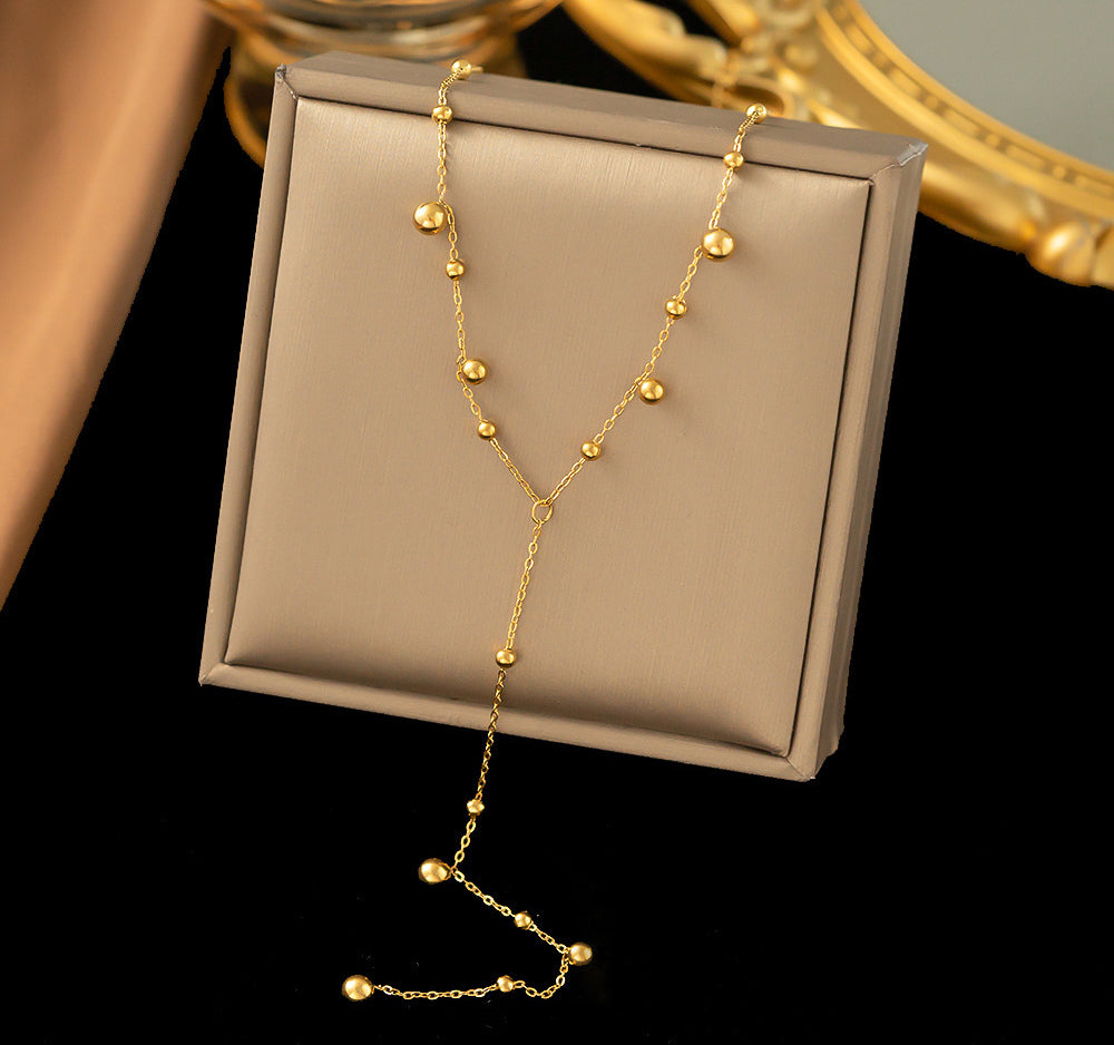 Gold Ball Drop Chain Necklace